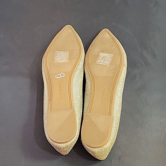 EXPRESS GOLD GLITTER EMBROIDERY POINTED TOE SLIP-ON WOMEN"S FLAT - Picture 13 of 16